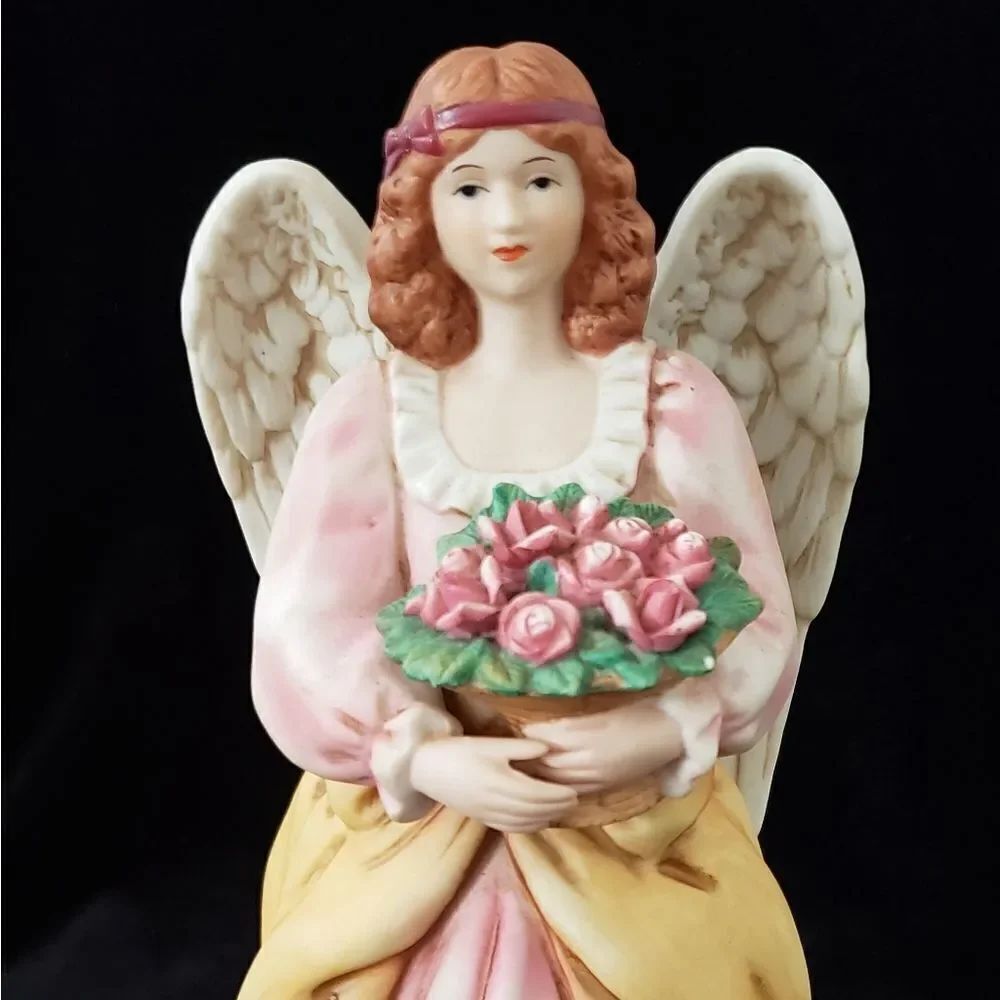 Homco Porcelain Angel with Basket of Roses #8806